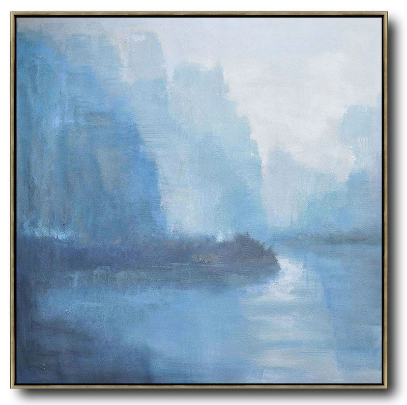 Large Abstract Art,Oversized Abstract Landscape Oil Painting,Custom Canvas Wall Art,White,Blue,Grey.etc
